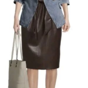 Time and Tru Brown Faux Leather Paperbag Skirt Large (12-14) NEW